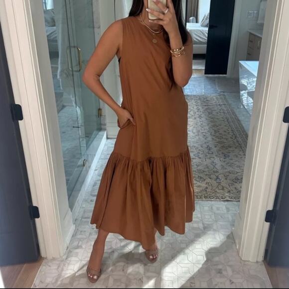 The Drop Large 100% Cotton Dress Fall Boho Poplin Earth Ilana Minimalist Staple - Picture 1 of 15